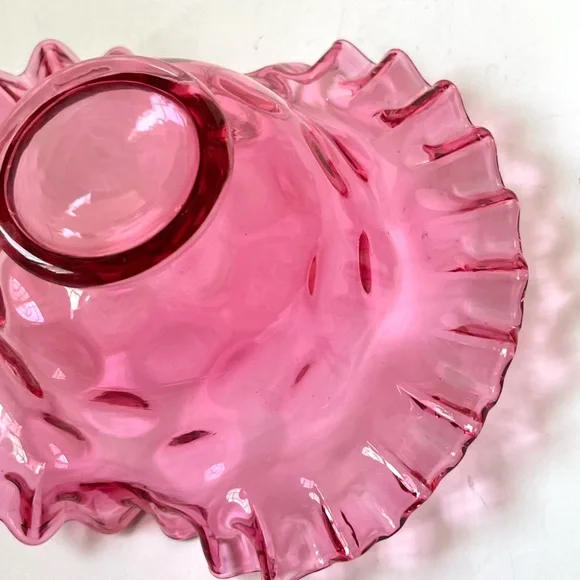 Vintage Fenton cranberry glass bride's basket bowl - Picture 8 of 10